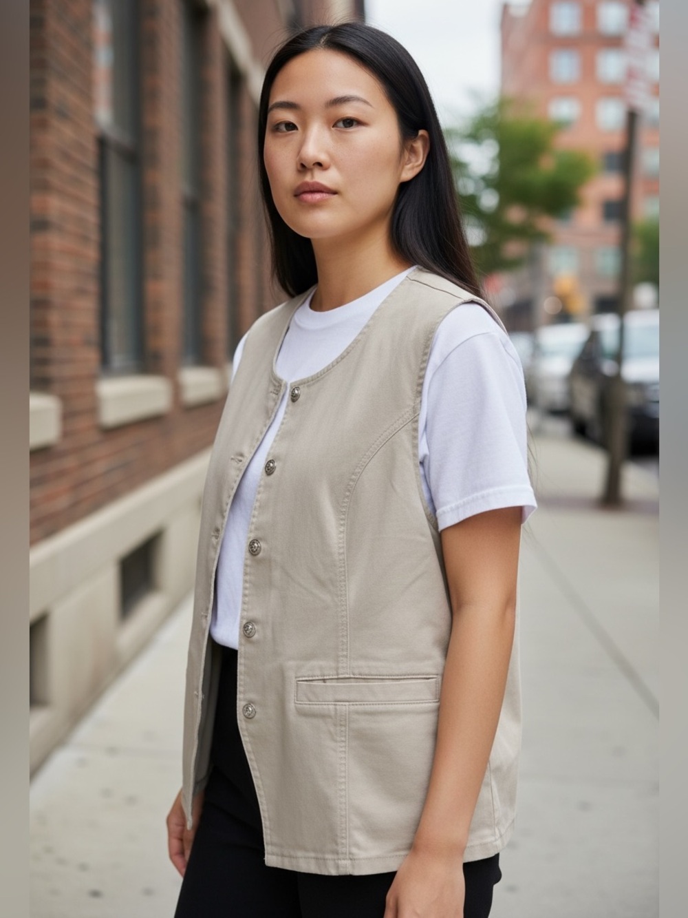 American Eagle Outfitters Sleeveless Utility Vest in Beige - Size XL - NWT